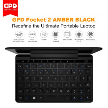 GPD Pocket 2 4GB 7 Inch Touch Screen Mini PC Pocket Laptop UMPC Intel Celeron CPU 3965Y Windows 10 System 4GB/128GB( Black)
