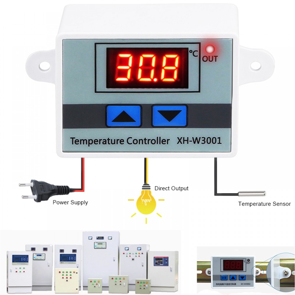 10A 12V 24V 220VAC Digital LED Temperature Controller XH-W3001 for Arduino Cooling Heating Switch Thermostat NTC Sensor