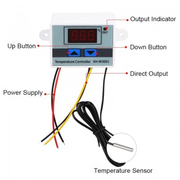 10A 12V 24V 220VAC Digital LED Temperature Controller XH-W3001 for Arduino Cooling Heating Switch Thermostat NTC Sensor