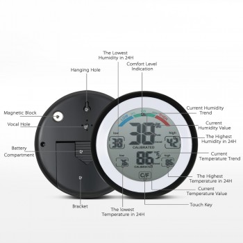 Multifunctional Digital Thermometer Hygrometer Temperature gauge Humidity Meter wall Max Min Value Trend Display C/Funit