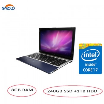 15.6inch I7 gaming laptop 8GB optional 240GB SSD optional 1TB HDD 1920*1080 HD DVD ROM/RW camera Windows 10 notebook computer