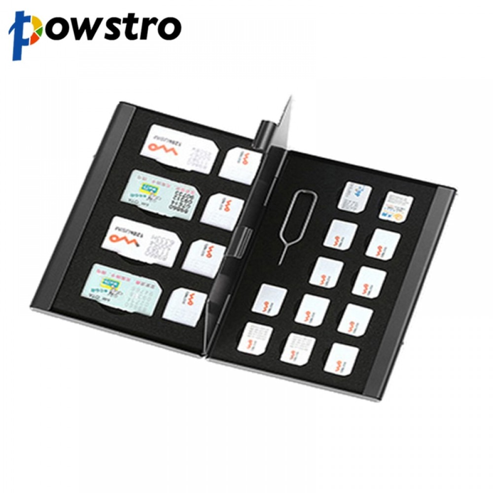 21 in 1 Aluminum Portable SIM Micro Pin SIM Card Nano Memory Card Storage Box Case Protector Holder Black