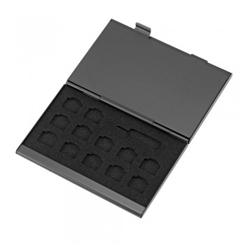 21 in 1 Aluminum Portable SIM Micro Pin SIM Card Nano Memory Card Storage Box Case Protector Holder Black