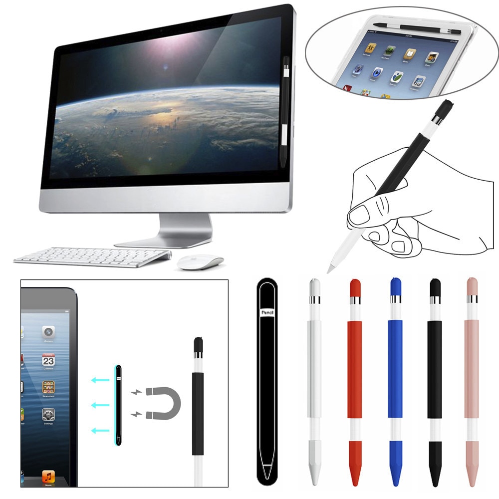 Magnetic Sleeve Soft Silicone Holder Grip Set For Apple Pencil Accessories for iPad Pro 9.7, 10.5 or 12.9 80mm