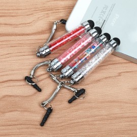 FFFAS Tablet Stylus Pen Mini Diamonds 3.5mm Earphone Port Dust Plug Mobile Phone Touch Pen For Apple IPhone IPad PC Latop Decor