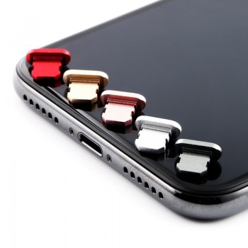 Mobile Phone Charge Port Dust Plug Aluminium Alloy Dust Plug for iPhone 5 5s 6 plus 6s plus 7 Plus 8 plus for iphone X