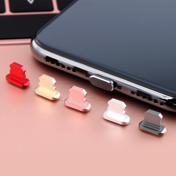 Mobile Phone Charge Port Dust Plug Aluminium Alloy Dust Plug for iPhone 5 5s 6 plus 6s plus 7 Plus 8 plus for iphone X
