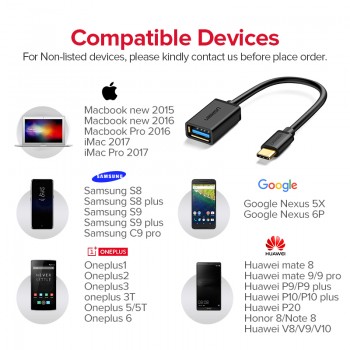 Ugreen USB C OTG Cable USB 3.0 USB 2.0 OTG Adapter Type C OTG For Samsung Galaxy S8 S9 HUAWEI P10 P20 Mate10 Pro Macbook USB OTG