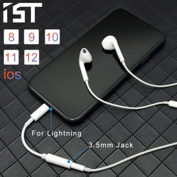 IST IOS 12 Music Headphone Adapter For iPhone 7 8 X AUX Adapter For Lightning Female To 3.5mm Male Adapters Headphone Jack Cable