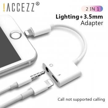 !ACCEZZ 2 in 1 Lighting Charger Listening Adapter For iphone X 8 7 Plus Charge Adapter 3.5mm Jack AUX Splitter For iphone XS MAX