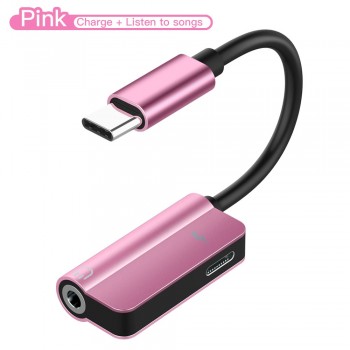 USB Type-C Audio Charging Adapter 2 in 1 Type C Male to Female 3.5mm Headphone Jack + Charging Converter For Huawei P20 Pro