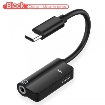 USB Type-C Audio Charging Adapter 2 in 1 Type C Male to Female 3.5mm Headphone Jack + Charging Converter For Huawei P20 Pro