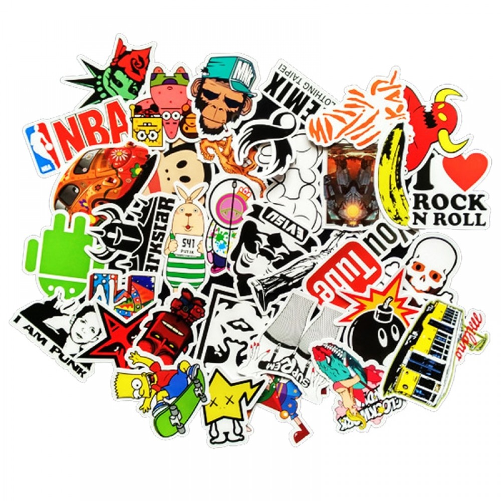 50pcs /lot Mobile phone Sticker Bomb Decal Vinyl Roll Car Skate Skateboard Laptop Luggage for iphone tcl htc for travel box