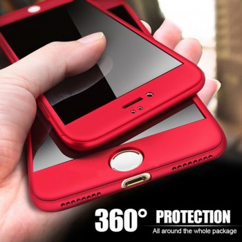 360 Degree Full Cover Phone Case For iPhone 7 8 Plus With Tempered Glass Cases Hard PC Shell For iPhone 6 6S Plus X 5 5S SE Capa