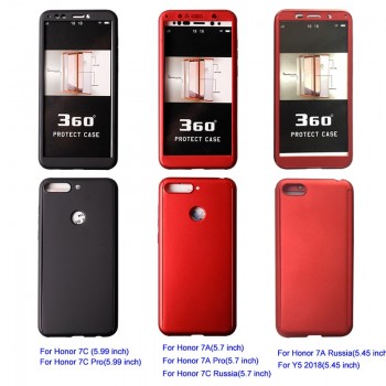 Bupuda Luxury 360 Full Cover Phone Case For Huawei Honor 7a Pro Case For Honor 7C 8X Case Protection Cover With Tempered Glass