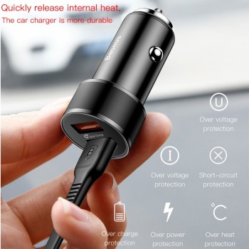 Baseus 36W Dual USB Quick Charge QC 3.0 Car Charger For iPhone USB Type-C PD Fast Charger Mobile Phone Quick Charger Car-Charger