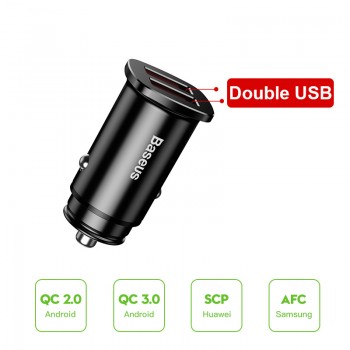 Baseus 30W Dual USB C PD Quick Charge QC 4.0 Car Charger For Mobile Phone Charger Fast USB PD Type C AFC SCP Car Phone Charger