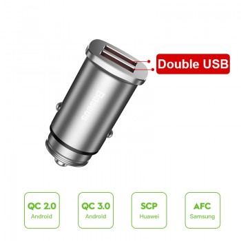 Baseus 30W Dual USB C PD Quick Charge QC 4.0 Car Charger For Mobile Phone Charger Fast USB PD Type C AFC SCP Car Phone Charger