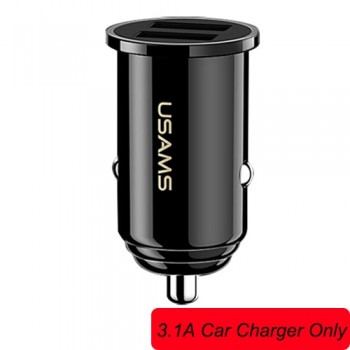 USAMS Smart Fast Mini Car Phone Charger Dual USB mini Car USB Chargers 3.1A Charging 2 USB Port Car-Charger for iPhone Samsung