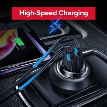 Ugreen USB Car Charger for Phone 4.8A Dual USB Fast Charger for iPhone X XS 8 Huawei Phone Mini Car-Charger Adapter USB Charger
