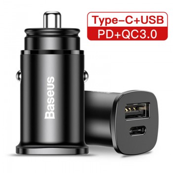 Baseus Quick Charge 4.0 3.0 USB Car Charger For iPhone Huawei Supercharge 30W QC QC4.0 QC3.0 Type C PD Fast Car Charging Charger