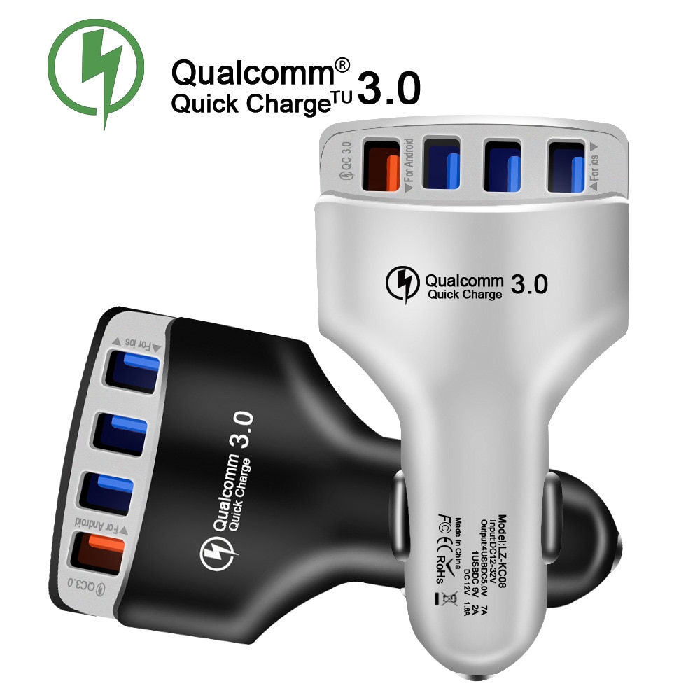 Quick Charger 3.0 Car Charger Adapter 7A QC3.0 Turbo Fast Charging Car charger 4 USB Car Mobile Phone Charger for iPhone Xiaomi