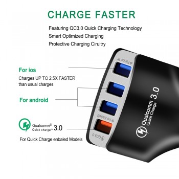 Quick Charger 3.0 Car Charger Adapter 7A QC3.0 Turbo Fast Charging Car charger 4 USB Car Mobile Phone Charger for iPhone Xiaomi