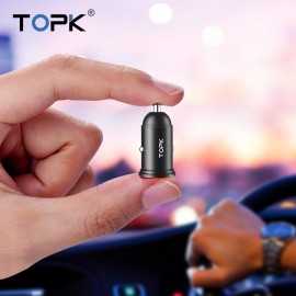 TOPK Mini USB Car Charger For iPhone Xiaomi Mobile Phone Tablet 3.1A Fast Charging  Dual USB Car-Charger Adapter in Car