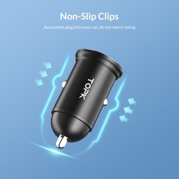 TOPK Mini USB Car Charger For iPhone Xiaomi Mobile Phone Tablet 3.1A Fast Charging  Dual USB Car-Charger Adapter in Car
