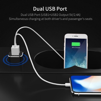 Essager Dual USB Car Charger For iPhone Xs Max Xr Samsung Xiaomi Mi 2.4A Fast Car Charging Adapter Mobile Phone Car USB Charger