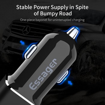 Essager Dual USB Car Charger For iPhone Xs Max Xr Samsung Xiaomi Mi 2.4A Fast Car Charging Adapter Mobile Phone Car USB Charger