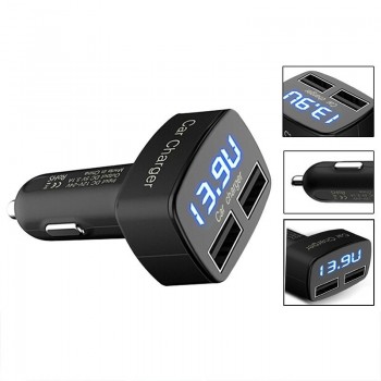 Car Charger 4 in 1 Dual USB DC 5V 3.1A Universal Adapter with Voltage/temperature/Current Meter Tester Digital LED Display