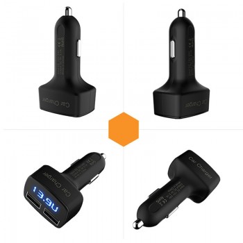 Car Charger 4 in 1 Dual USB DC 5V 3.1A Universal Adapter with Voltage/temperature/Current Meter Tester Digital LED Display