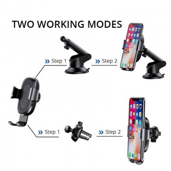 Baseus 2 in1 Qi Wireless Car Charger for iPhone X XS XR Samsung S9 Quick Wireless Charging Charger Car Mount Mobile Phone Holder