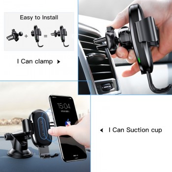 Baseus 2 in1 Qi Wireless Car Charger for iPhone X XS XR Samsung S9 Quick Wireless Charging Charger Car Mount Mobile Phone Holder