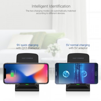 Powstro Qi Standard Wireless Charger QC 3.0 Quick Charger Stand Dock  foriPhone XS Max XR  8 X Samsung S9 S8 S7