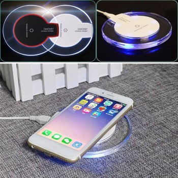 Ultra-Thin Crystal K9 Wireless Charger Qi Fast Charge Wireless Charging Base Transmitter Round For Mobile Phone