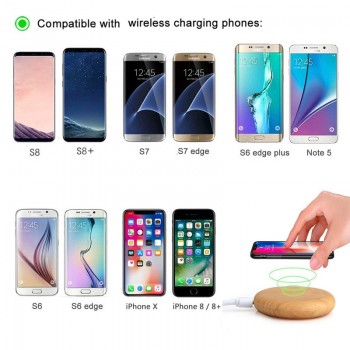 IPUMYNO Portable Qi Wireless Charger Charging Slim Wood For Apple iPhone 7 8 Plus X Smart Phone Wireless Charger For Samsung S7