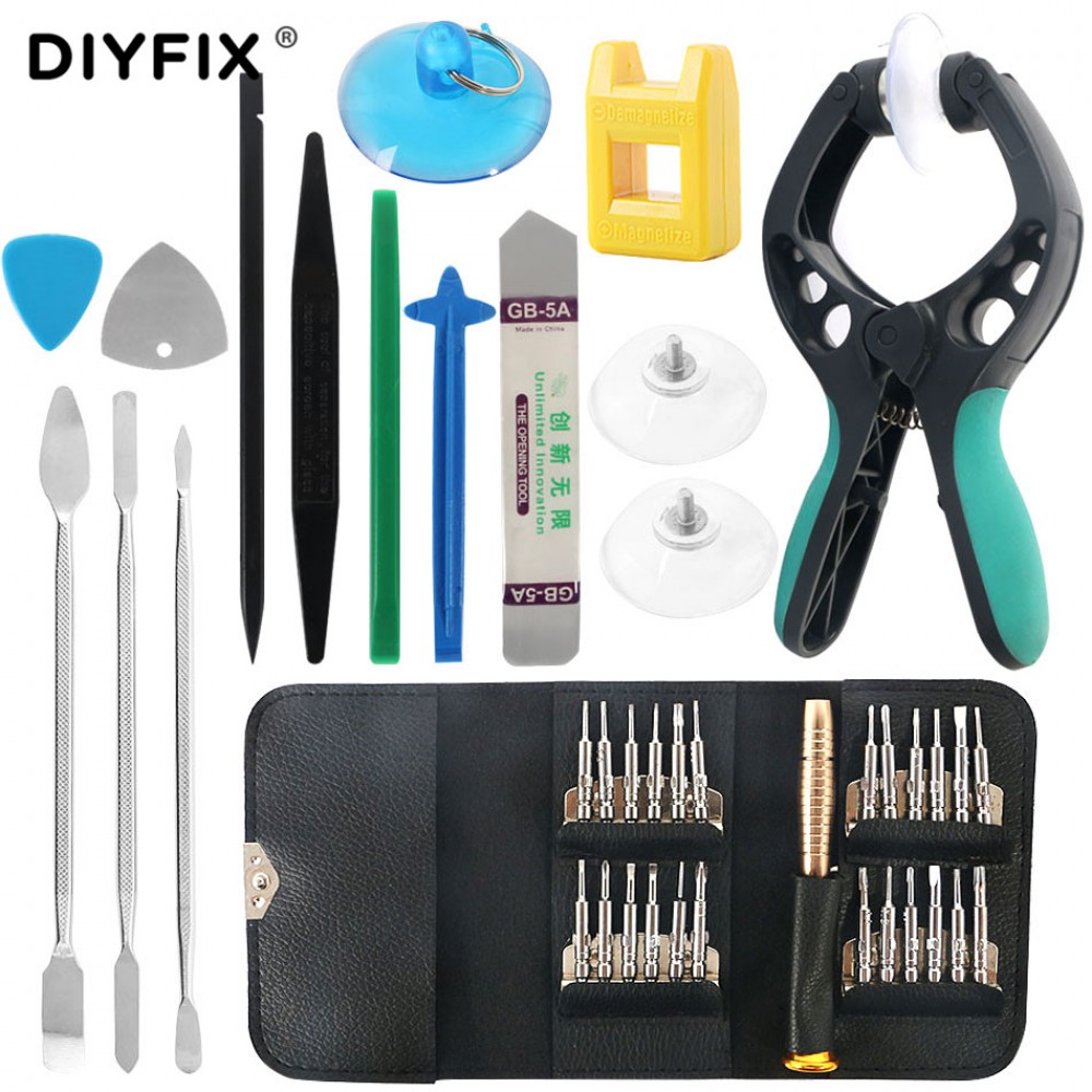 DIYFIX 38 in 1 Mobile Phone Screen Opening Pry Crowbar Screwdriver Kits for Apple iPhone iPad Samsung Repair Tool Hand Tools Set