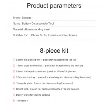 Baseus 8 in 1 Mobile Phone Battery Repair Tools Kit For iPhone 8 7 6 6s Plus 5s 5 Battery Replacement Bundle Machine Tool Set