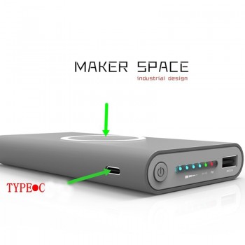 Portable 10000mAh DIY Qi Wireless Power Bank Charger Case Box With USB Type C Port No Battery