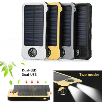 Portable Solar Power Bank 30000mah  External Battery 2USB LED Powerbank Mobile phone Solar Charger box and needle for Smartphone
