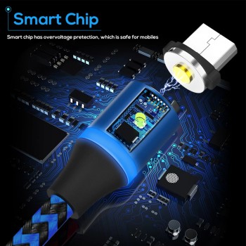 TOPK R-Line3 Micro USB Magnetic Cable Nylon Braided Mobile Phone Cables for Micro USB Port Microusb LED Magnet Charger Cable