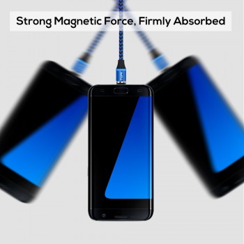 TOPK R-Line3 Micro USB Magnetic Cable Nylon Braided Mobile Phone Cables for Micro USB Port Microusb LED Magnet Charger Cable