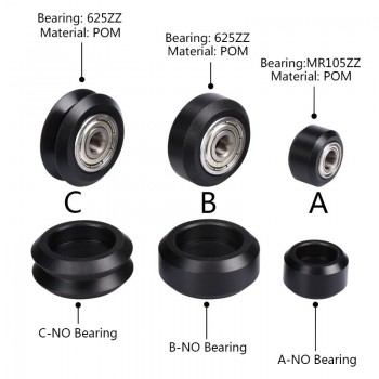 CNC Openbuilds Plastic Wheel POM MR105ZZ 625ZZ V-slot Bearing Bore 5mm Passive Round Gear Perlin Wheel Pulley 3D Printer Parts