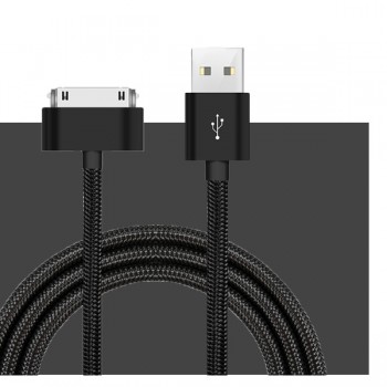 SUPTEC 30 Pin USB Cable for iPhone 4s 4 Metal Plug Nylon Braided Wire Charger Cable Fast Charging Data Sync Cord for iPad 2 2M