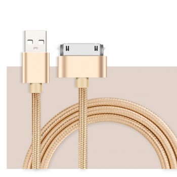 SUPTEC 30 Pin USB Cable for iPhone 4s 4 Metal Plug Nylon Braided Wire Charger Cable Fast Charging Data Sync Cord for iPad 2 2M