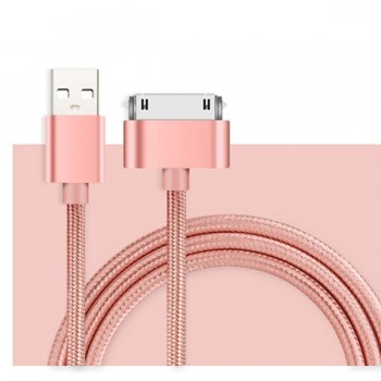 SUPTEC 30 Pin USB Cable for iPhone 4s 4 Metal Plug Nylon Braided Wire Charger Cable Fast Charging Data Sync Cord for iPad 2 2M
