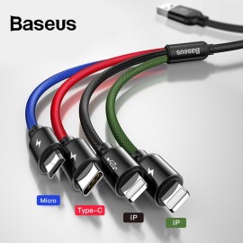 Baseus USB Cable for iPhone Xs Max XR X 4 in 1 USB C Fast Charging Cable for Samsung Huawei Type C Cable 3 in 1 Micro USB Cable