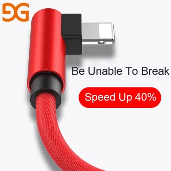 GUSGU 90 Degree USB Cable For iPhone X 6 6s 7 8 Fast Charging Cable For iPad USB Charger Cable L Type Data Cable For iPhone 5 SE
